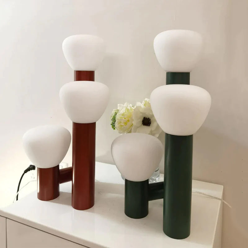 Minimalist Style 3-Light Red/Green/White Table Lamp